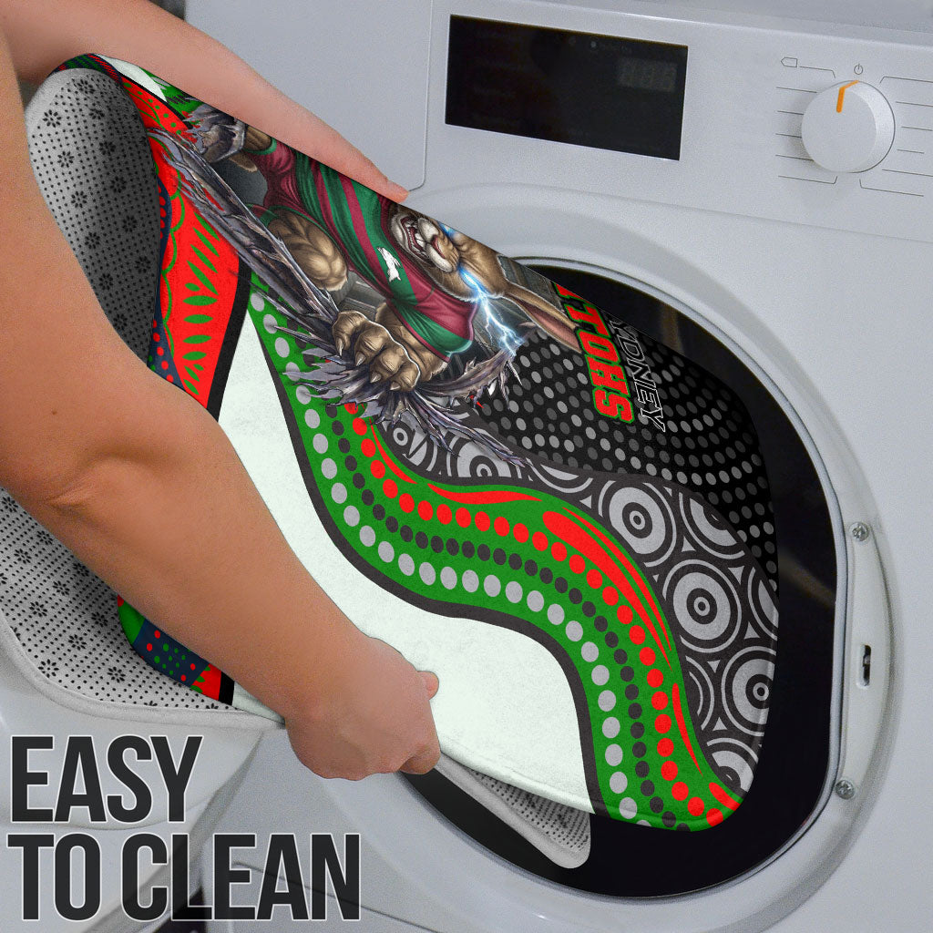 South Sydney Rabbitohs Bathroom Set The Scream of Lightning Eyes - Indigenous Dot Ripping Effect