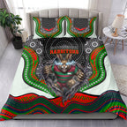 South Sydney Rabbitohs Bedding Set The Scream of Lightning Eyes - Indigenous Dot Ripping Effect