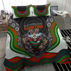 South Sydney Rabbitohs Bedding Set The Scream of Lightning Eyes - Indigenous Dot Ripping Effect