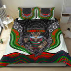 South Sydney Rabbitohs Bedding Set The Scream of Lightning Eyes - Indigenous Dot Ripping Effect