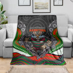 South Sydney Rabbitohs Blanket The Scream of Lightning Eyes - Indigenous Dot Ripping Effect
