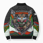 South Sydney Rabbitohs Bomber Puffer Jacket The Scream of Lightning Eyes - Indigenous Dot Ripping Effect