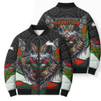 South Sydney Rabbitohs Bomber Puffer Jacket The Scream of Lightning Eyes - Indigenous Dot Ripping Effect