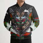 South Sydney Rabbitohs Bomber Puffer Jacket The Scream of Lightning Eyes - Indigenous Dot Ripping Effect