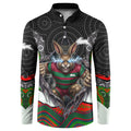 South Sydney Rabbitohs Button Sweatshirt The Scream of Lightning Eyes - Indigenous Dot Ripping Effect