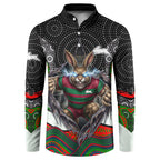 South Sydney Rabbitohs Button Sweatshirt The Scream of Lightning Eyes - Indigenous Dot Ripping Effect