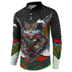 South Sydney Rabbitohs Button Sweatshirt The Scream of Lightning Eyes - Indigenous Dot Ripping Effect