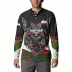 South Sydney Rabbitohs Button Sweatshirt The Scream of Lightning Eyes - Indigenous Dot Ripping Effect