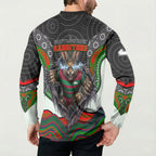 South Sydney Rabbitohs Button Sweatshirt The Scream of Lightning Eyes - Indigenous Dot Ripping Effect