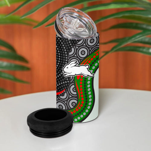 South Sydney Rabbitohs 4 in 1 Can Cooler Tumbler The Scream of Lightning Eyes - Indigenous Dot Ripping Effect