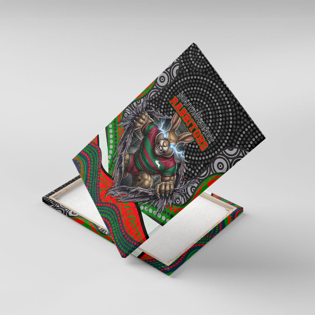South Sydney Rabbitohs Canvas Wall Art The Scream of Lightning Eyes - Indigenous Dot Ripping Effect