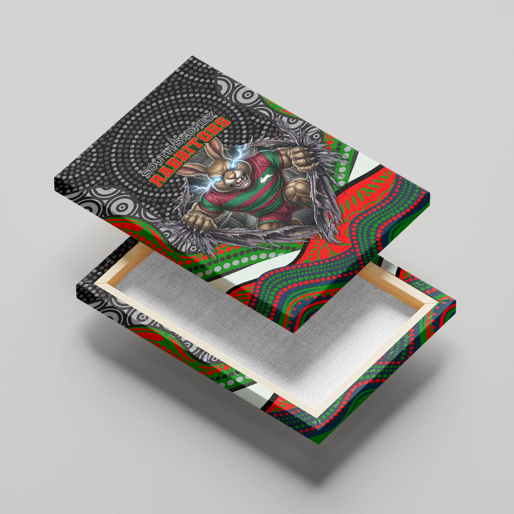 South Sydney Rabbitohs Canvas Wall Art The Scream of Lightning Eyes - Indigenous Dot Ripping Effect