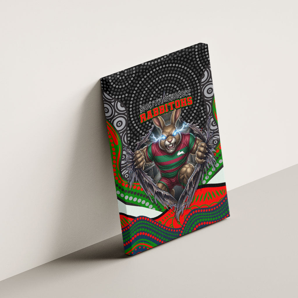 South Sydney Rabbitohs Canvas Wall Art The Scream of Lightning Eyes - Indigenous Dot Ripping Effect