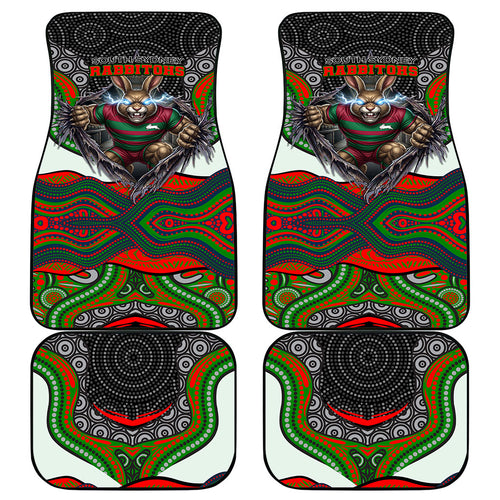 South Sydney Rabbitohs Car Mats The Scream of Lightning Eyes - Indigenous Dot Ripping Effect