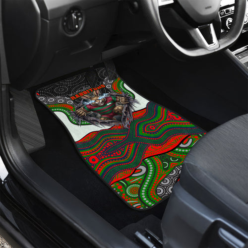 South Sydney Rabbitohs Car Mats The Scream of Lightning Eyes - Indigenous Dot Ripping Effect