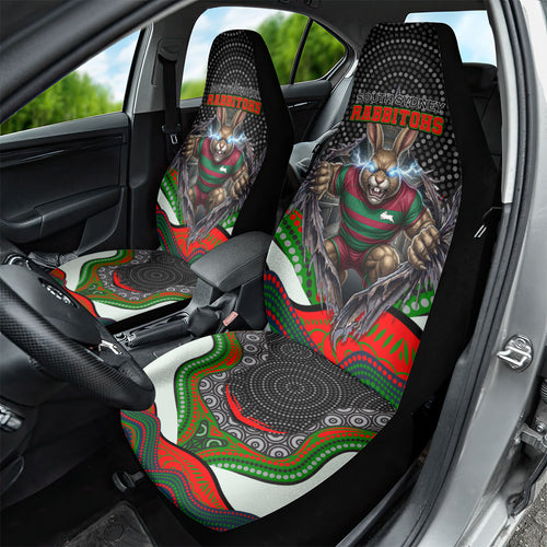 South Sydney Rabbitohs Car Seat Cover The Scream of Lightning Eyes - Indigenous Dot Ripping Effect