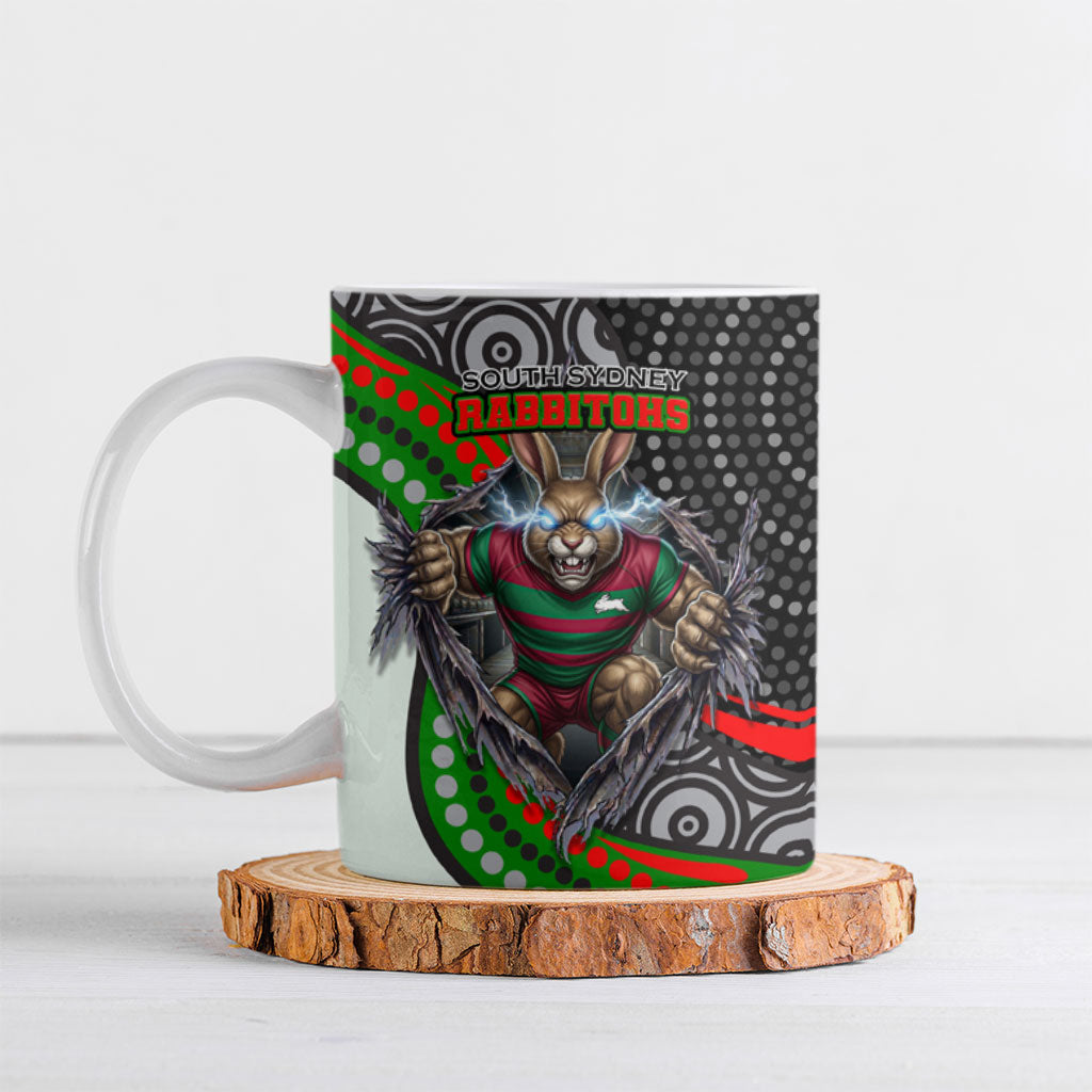 South Sydney Rabbitohs Ceramic Mug The Scream of Lightning Eyes - Indigenous Dot Ripping Effect