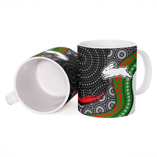 South Sydney Rabbitohs Ceramic Mug The Scream of Lightning Eyes - Indigenous Dot Ripping Effect
