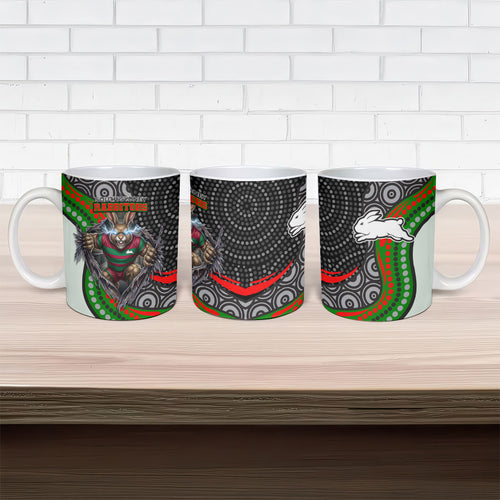 South Sydney Rabbitohs Ceramic Mug The Scream of Lightning Eyes - Indigenous Dot Ripping Effect