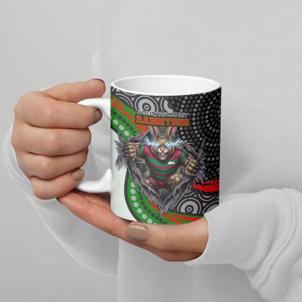 South Sydney Rabbitohs Ceramic Mug The Scream of Lightning Eyes - Indigenous Dot Ripping Effect
