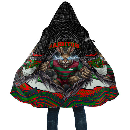 South Sydney Rabbitohs Cloak The Scream of Lightning Eyes - Indigenous Dot Ripping Effect