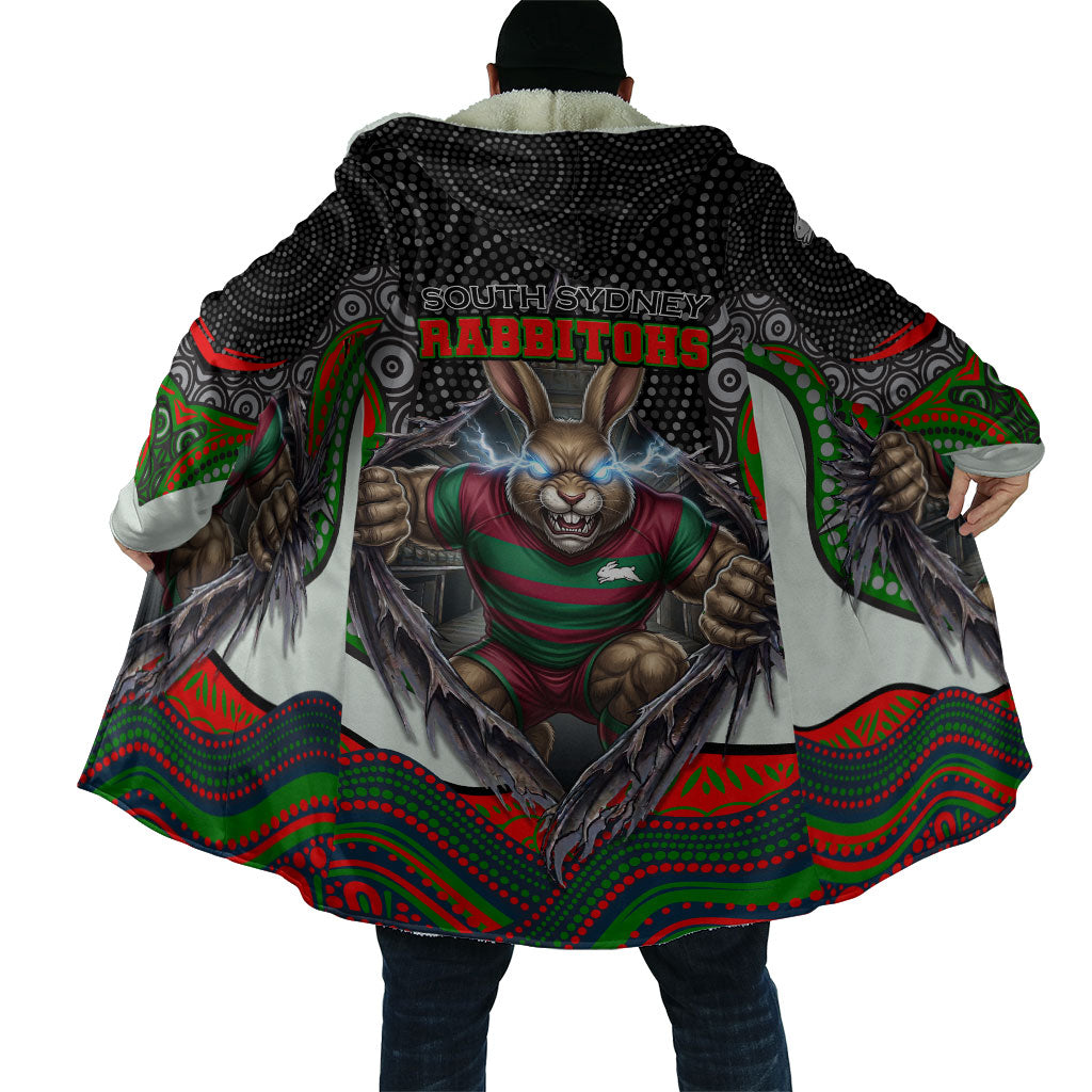 South Sydney Rabbitohs Cloak The Scream of Lightning Eyes - Indigenous Dot Ripping Effect