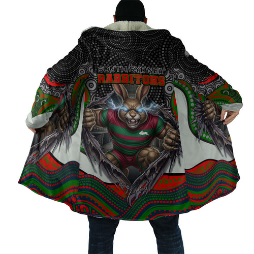 South Sydney Rabbitohs Cloak The Scream of Lightning Eyes - Indigenous Dot Ripping Effect