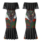 South Sydney Rabbitohs Couples Matching Mermaid Dress and Hawaiian Shirt The Scream of Lightning Eyes - Indigenous Dot Ripping Effect