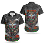 South Sydney Rabbitohs Couples Matching Off Shoulder Short Dress and Hawaiian Shirt The Scream of Lightning Eyes - Indigenous Dot Ripping Effect