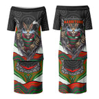 South Sydney Rabbitohs Couples Matching Puletasi and Hawaiian Shirt The Scream of Lightning Eyes - Indigenous Dot Ripping Effect