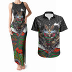 South Sydney Rabbitohs Couples Matching Tank Maxi Dress and Hawaiian Shirt The Scream of Lightning Eyes - Indigenous Dot Ripping Effect