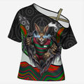 South Sydney Rabbitohs Cross Shoulder Shirt The Scream of Lightning Eyes - Indigenous Dot Ripping Effect