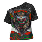 South Sydney Rabbitohs Cross Shoulder Shirt The Scream of Lightning Eyes - Indigenous Dot Ripping Effect