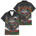 South Sydney Rabbitohs Family Matching Mermaid Dress and Hawaiian Shirt The Scream of Lightning Eyes - Indigenous Dot Ripping Effect