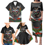 South Sydney Rabbitohs Family Matching Puletasi and Hawaiian Shirt The Scream of Lightning Eyes - Indigenous Dot Ripping Effect