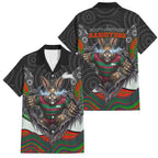 South Sydney Rabbitohs Family Matching Short Sleeve Bodycon Dress and Hawaiian Shirt The Scream of Lightning Eyes - Indigenous Dot Ripping Effect