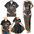 South Sydney Rabbitohs Family Matching Tank Maxi Dress and Hawaiian Shirt The Scream of Lightning Eyes - Indigenous Dot Ripping Effect