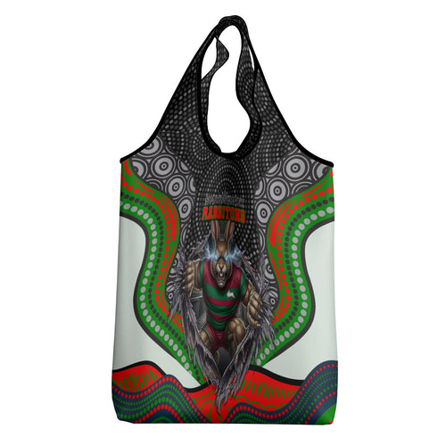 South Sydney Rabbitohs Grocery Bag The Scream of Lightning Eyes - Indigenous Dot Ripping Effect