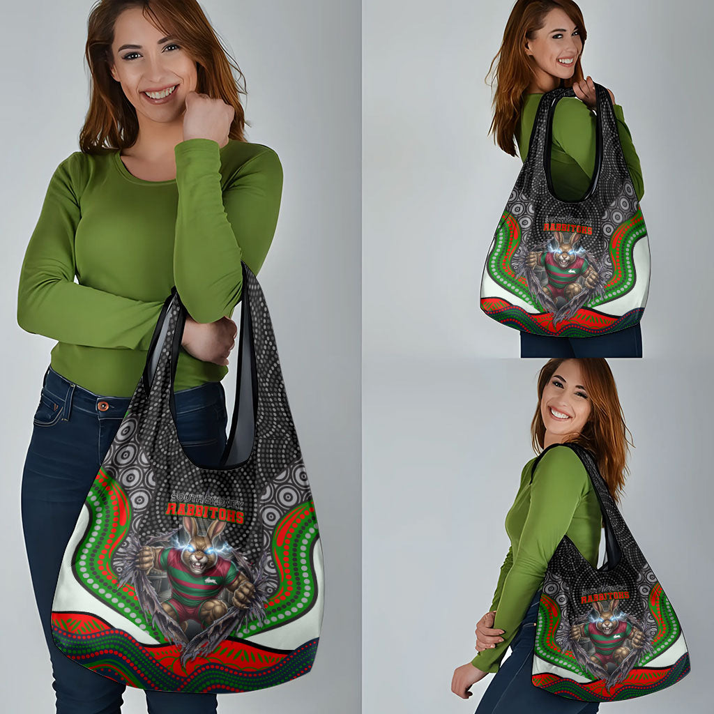South Sydney Rabbitohs Grocery Bag The Scream of Lightning Eyes - Indigenous Dot Ripping Effect