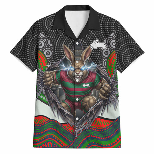 South Sydney Rabbitohs Hawaiian Shirt The Scream of Lightning Eyes - Indigenous Dot Ripping Effect