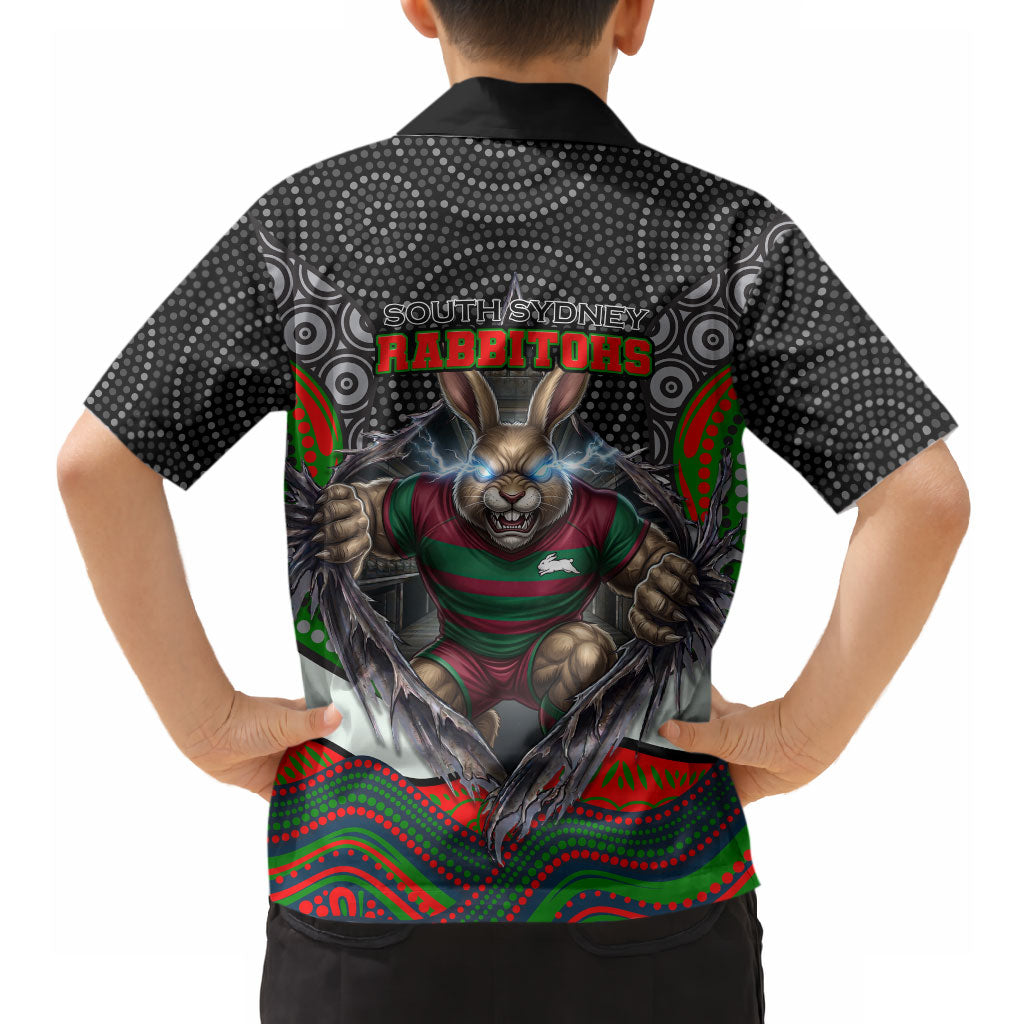 South Sydney Rabbitohs Hawaiian Shirt The Scream of Lightning Eyes - Indigenous Dot Ripping Effect