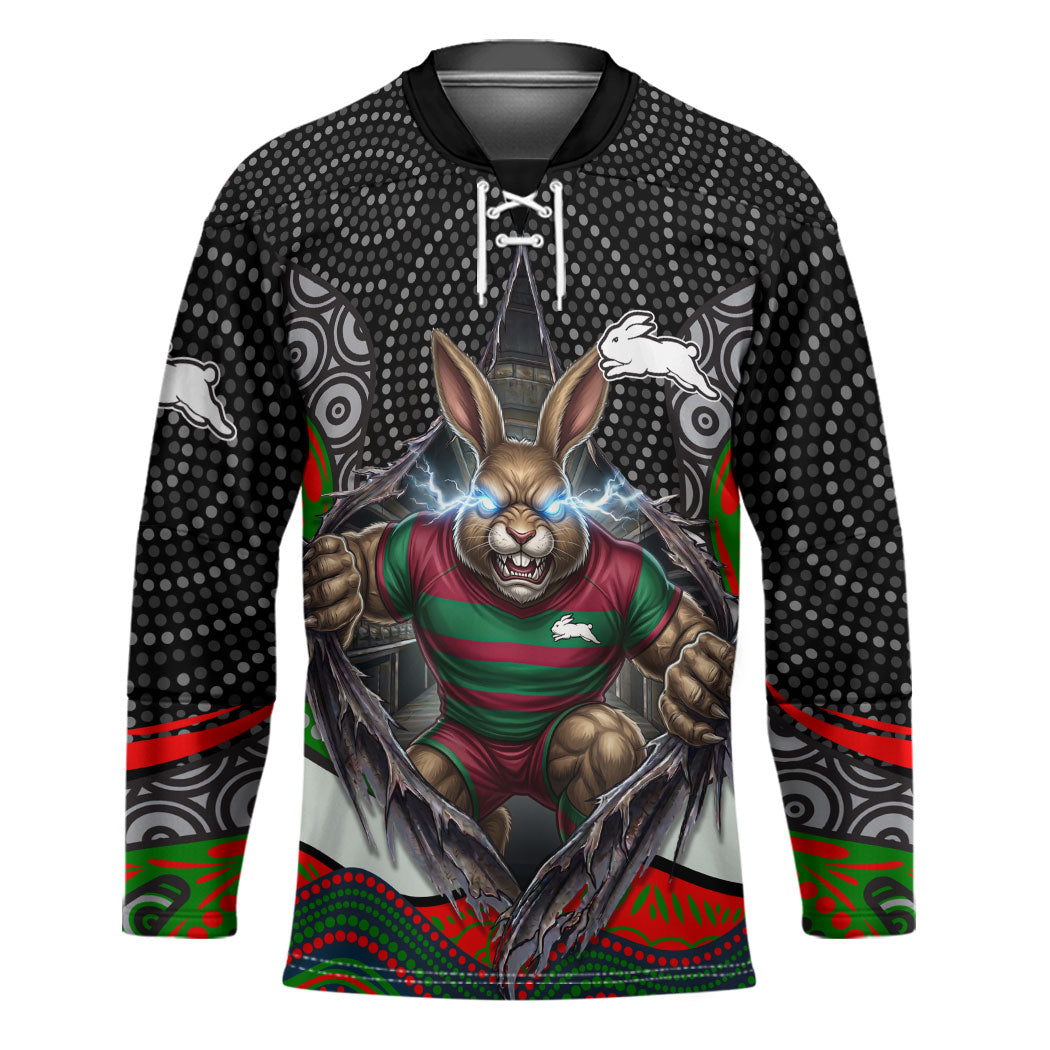 South Sydney Rabbitohs Hockey Jersey The Scream of Lightning Eyes - Indigenous Dot Ripping Effect