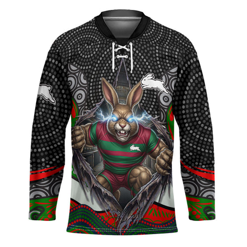 South Sydney Rabbitohs Hockey Jersey The Scream of Lightning Eyes - Indigenous Dot Ripping Effect