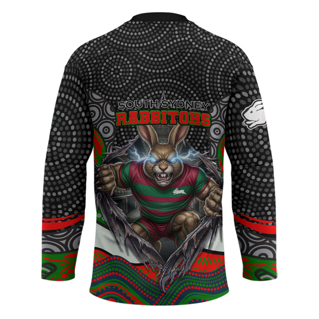 South Sydney Rabbitohs Hockey Jersey The Scream of Lightning Eyes - Indigenous Dot Ripping Effect