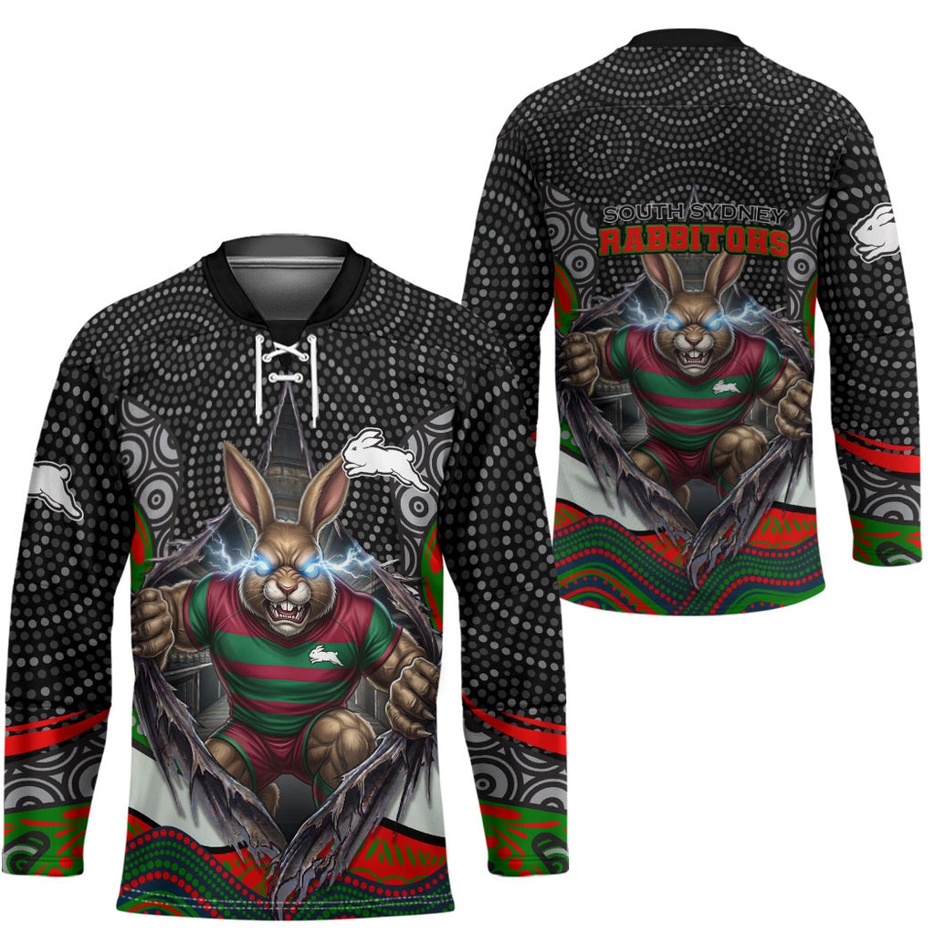 South Sydney Rabbitohs Hockey Jersey The Scream of Lightning Eyes - Indigenous Dot Ripping Effect