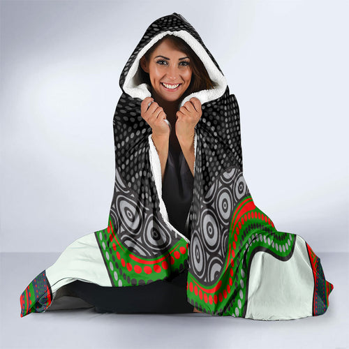 South Sydney Rabbitohs Hooded Blanket The Scream of Lightning Eyes - Indigenous Dot Ripping Effect