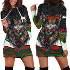 South Sydney Rabbitohs Hoodie Dress The Scream of Lightning Eyes - Indigenous Dot Ripping Effect
