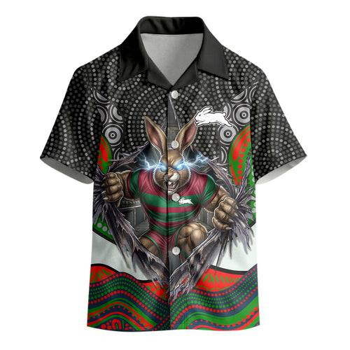 South Sydney Rabbitohs Kid Hawaiian Shirt The Scream of Lightning Eyes - Indigenous Dot Ripping Effect