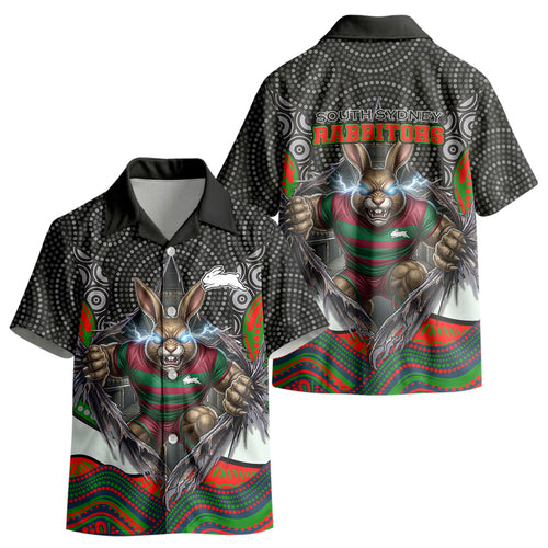 South Sydney Rabbitohs Kid Hawaiian Shirt The Scream of Lightning Eyes - Indigenous Dot Ripping Effect