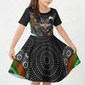 South Sydney Rabbitohs Kid Short Sleeve Dress The Scream of Lightning Eyes - Indigenous Dot Ripping Effect